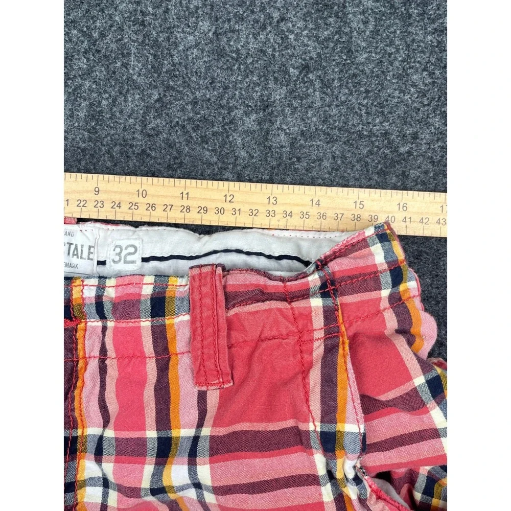 Aeropostale Mens Red‎ Plaid Cargo Shorts Size 32 Authentic Cargo Multi Pocket